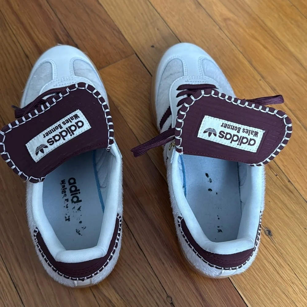 Adidas x Wales Bonner Samba sneakers size 6.5 maroon / white - Picture 5 of 7